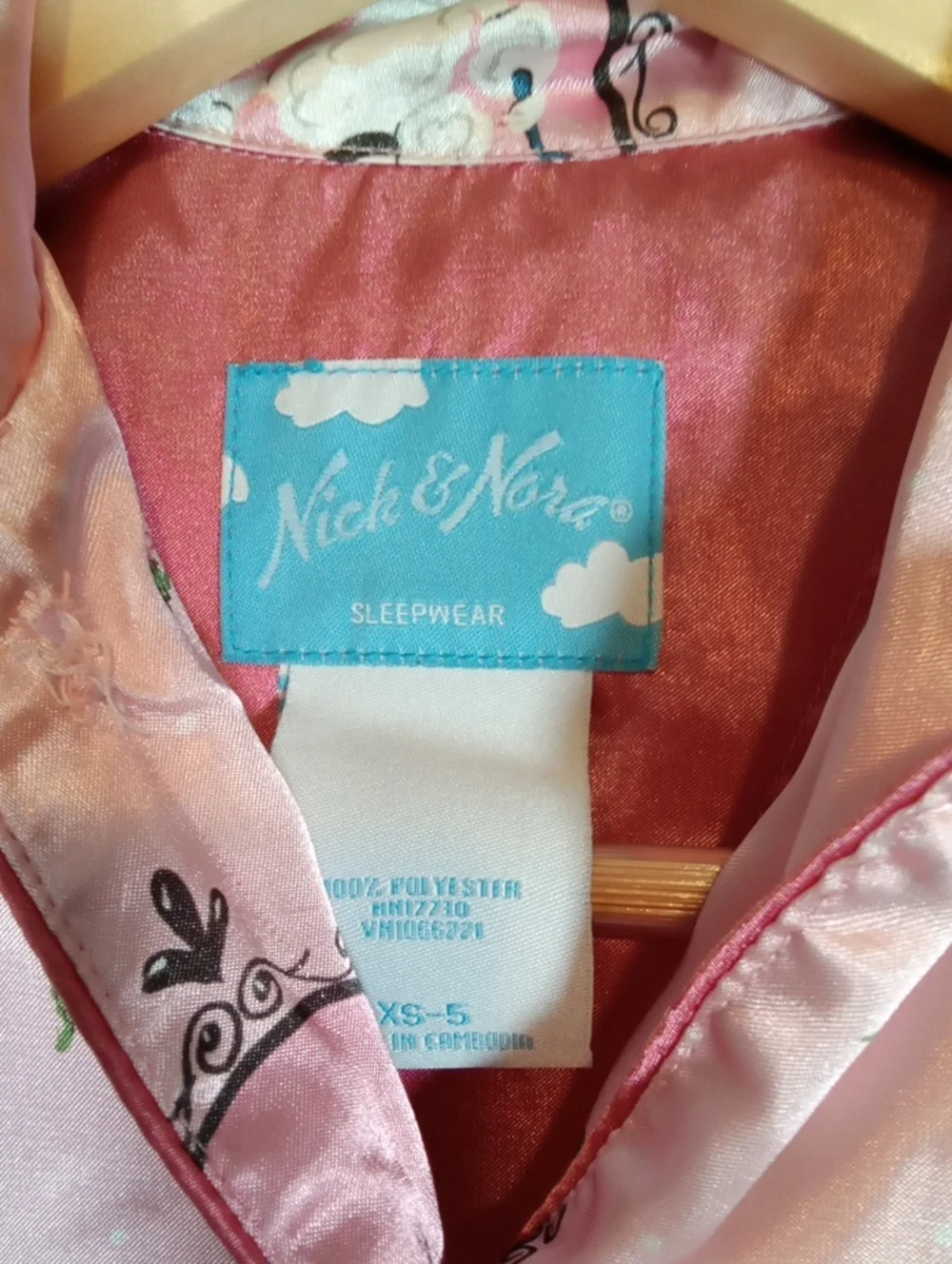 Nick & Nora Sleepwear Top Only Poodles Print Art To Wear Girls Xs Comfy